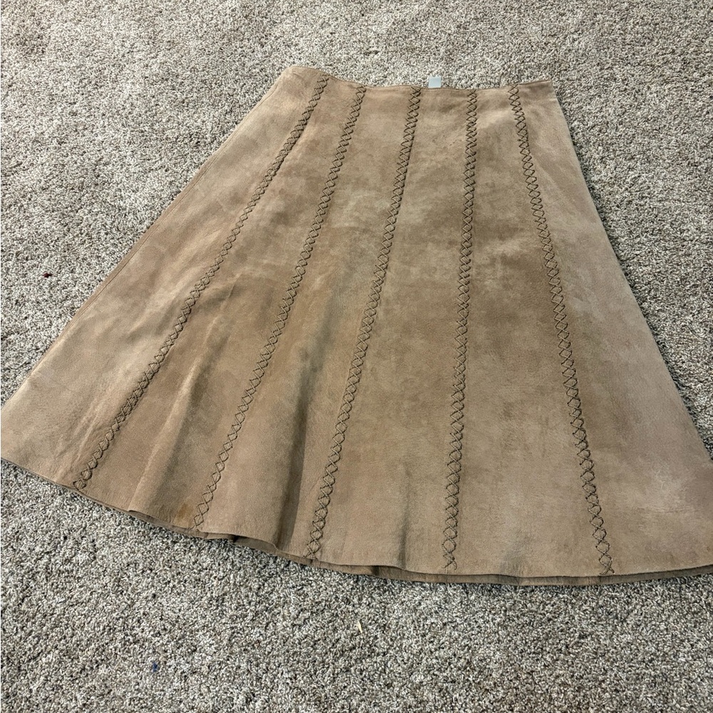 Liz Claiborne Tan suede leather A-Line Skirt